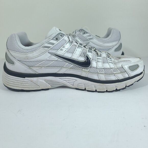 Nike P-6000 Mens Size 13 White Metallic Silver Black Running Sneaker  CD6404-107